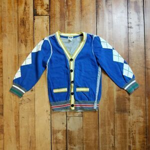 RUUM sweater 4 cardigan blue argyle lined knit sweater cotton easter spring
